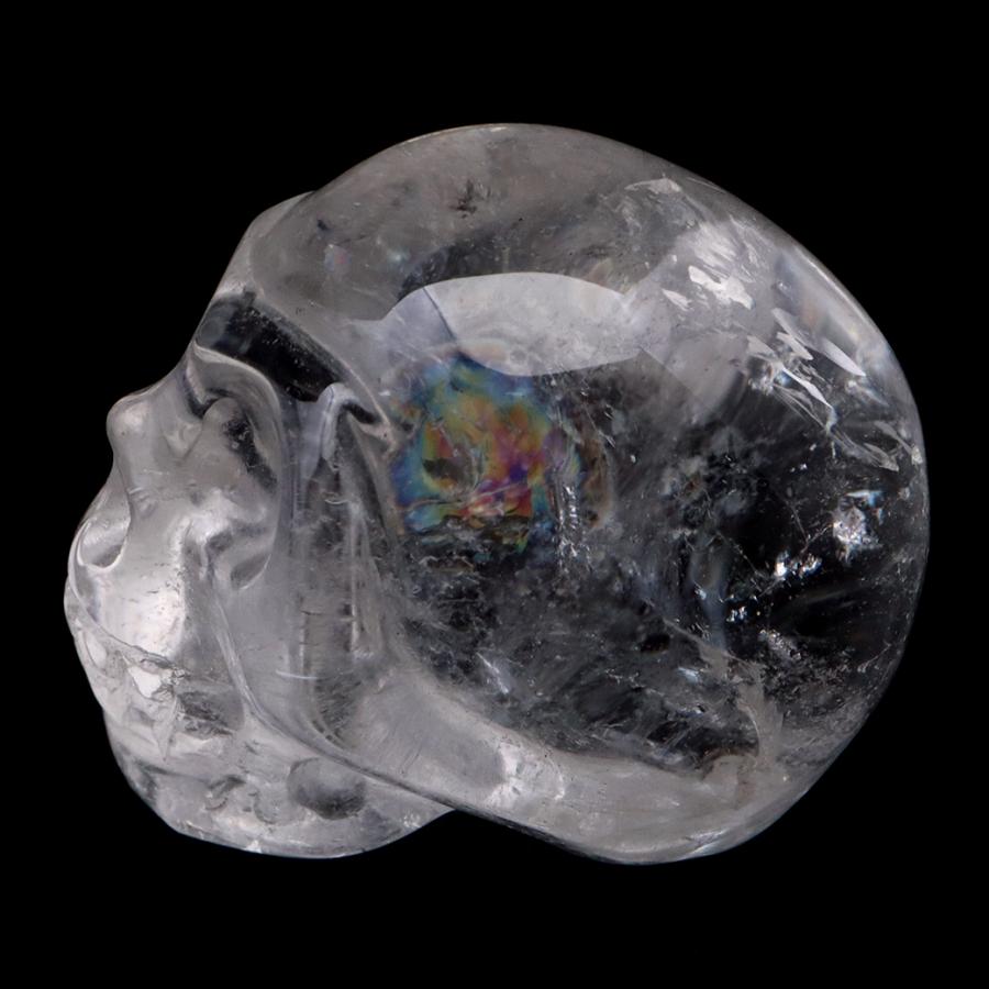 GOLD STONE クリスタル スカル 天然水晶 虹入り 骸骨 置物