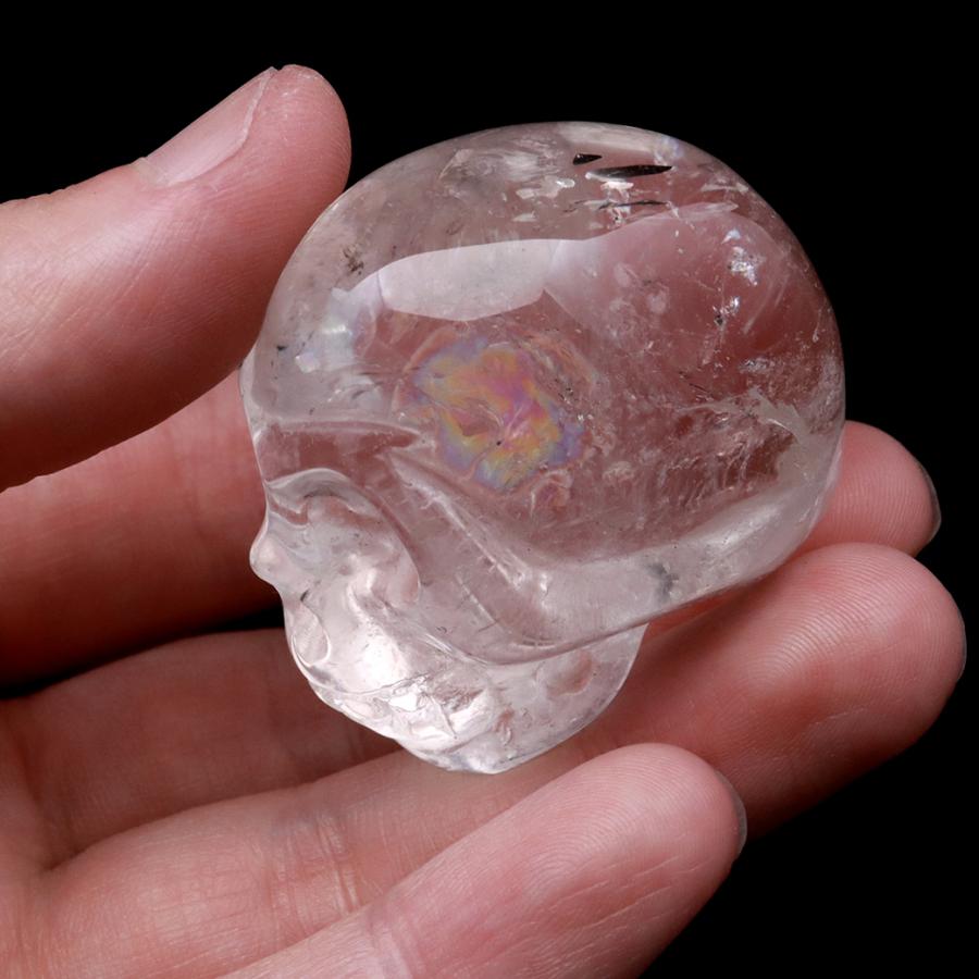 GOLD STONE クリスタル スカル 天然水晶 虹入り 骸骨 置物 アイリス