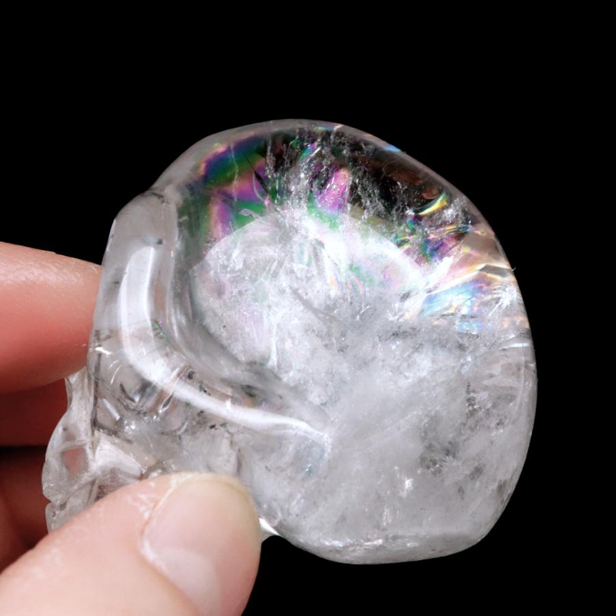 GOLD STONE クリスタル スカル 天然水晶 虹入り 骸骨 置物 アイリス