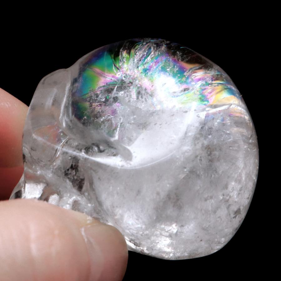 GOLD STONE クリスタル スカル 天然水晶 虹入り 骸骨 置物 アイリス