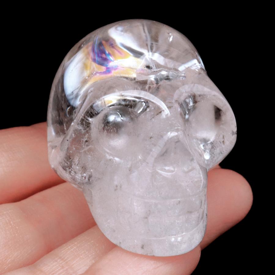GOLD STONE クリスタル スカル 天然水晶 虹入り 骸骨 置物
