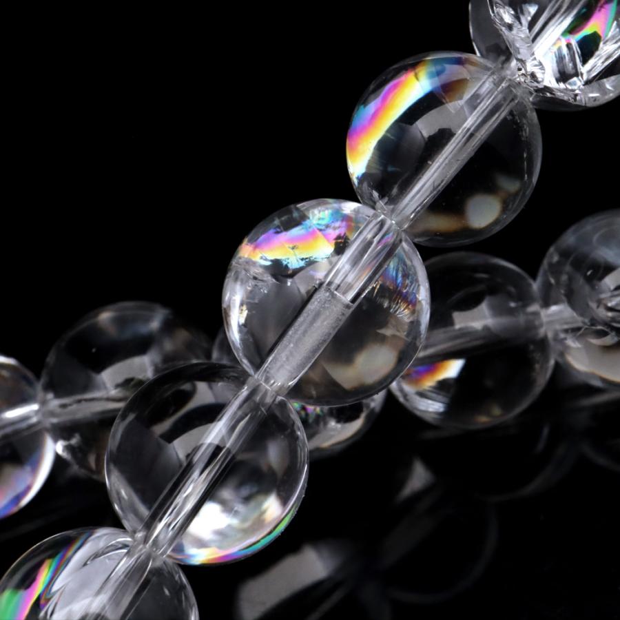 水晶 ブレスレット アイリスクォーツ 天然 虹入り 10mm