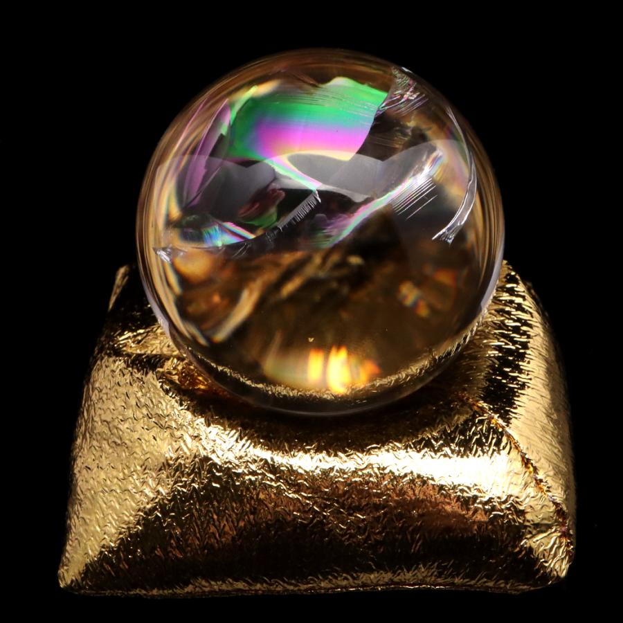GOLD STONE アイリスクォーツ 丸玉 水晶 虹入り AAA 天然 直径約50mm 