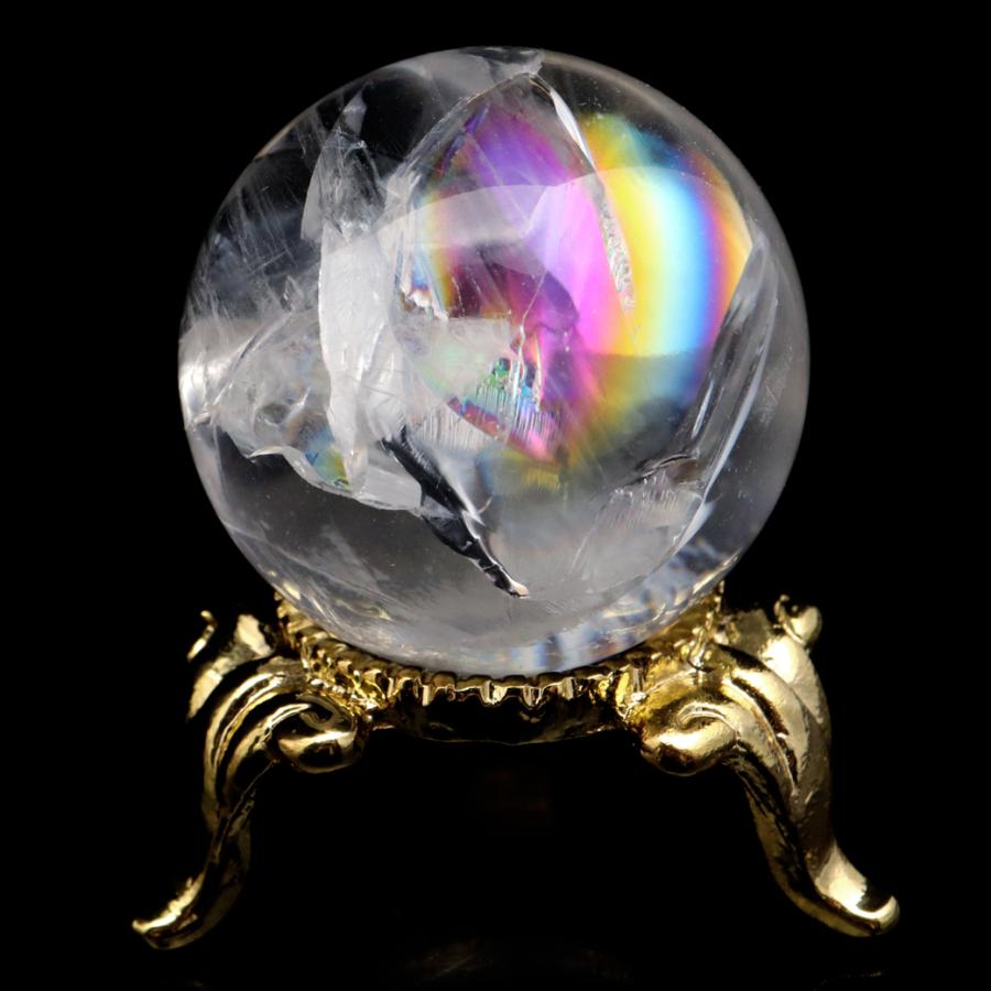 GOLD STONE アイリスクォーツ 丸玉 水晶 虹入り AA 天然 直径約28mm
