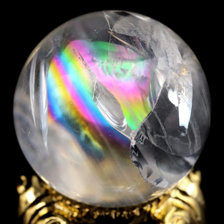 GOLD STONE アイリスクォーツ 丸玉 水晶 虹入り AA 天然 直径約28mm
