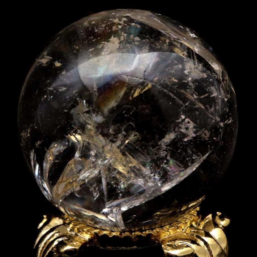 GOLD STONE アイリスクォーツ 丸玉 水晶 虹入り AA 天然 直径約