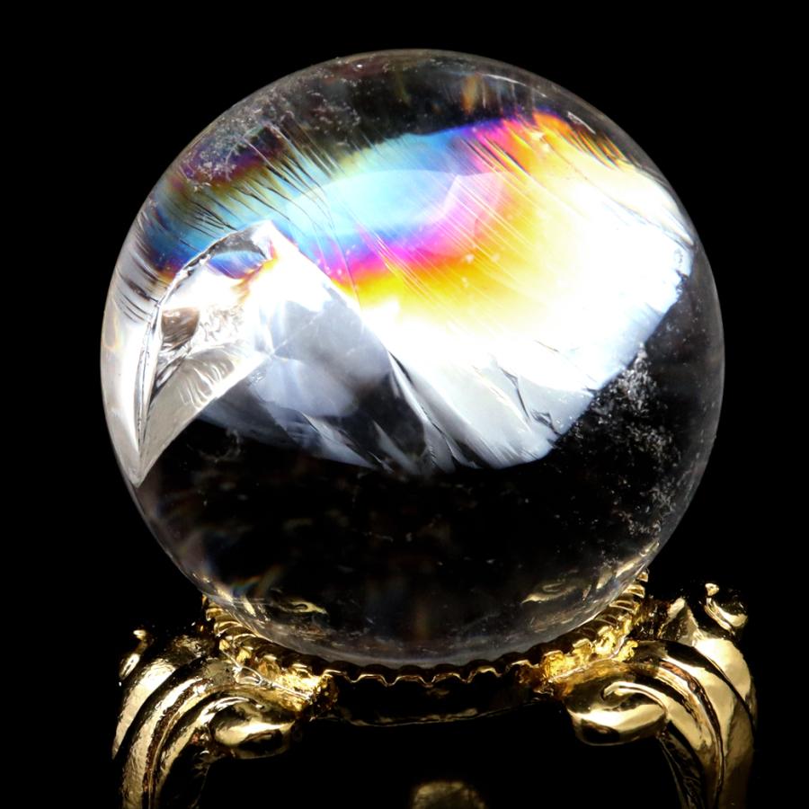 GOLD STONE アイリスクォーツ 丸玉 水晶 虹入り AA 天然 直径約28mm