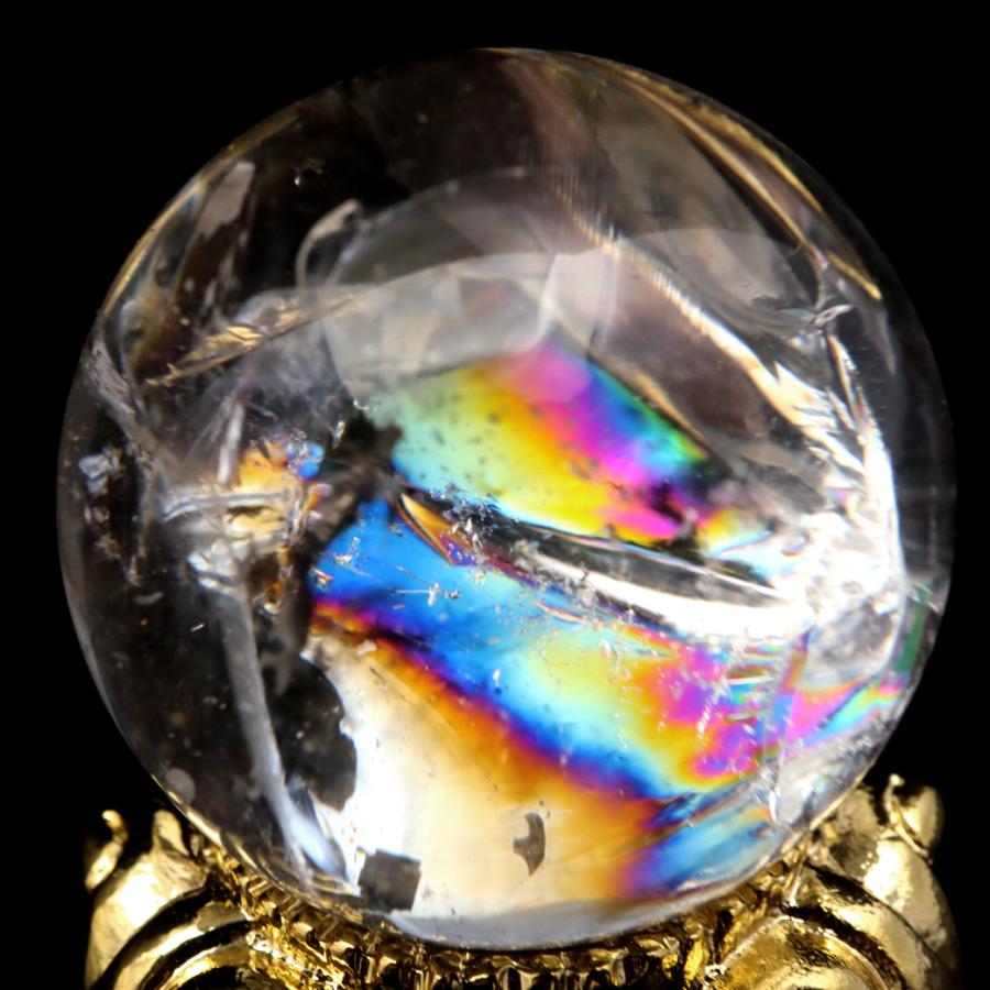 GOLD STONE アイリスクォーツ 丸玉 水晶 虹入り AA 天然 直径約28mm