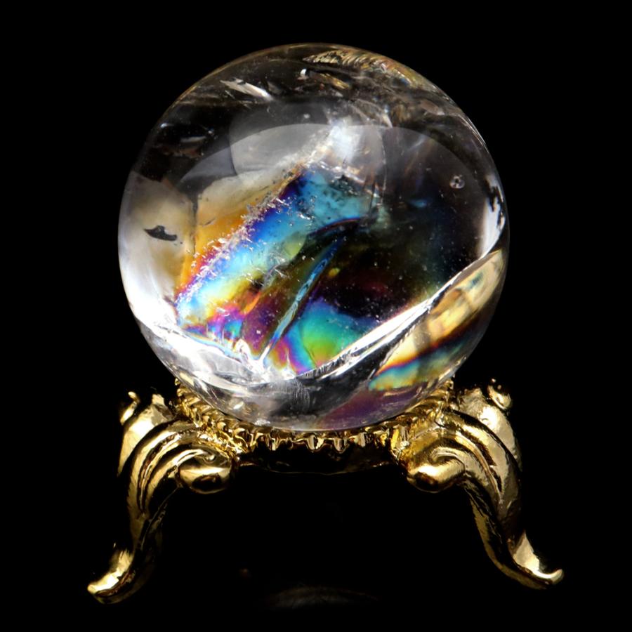 GOLD STONE アイリスクォーツ 丸玉 水晶 虹入り AA 天然 直径約28mm