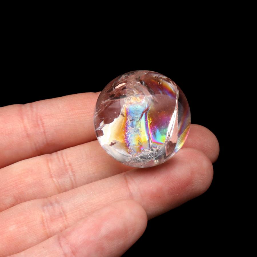 GOLD STONE アイリスクォーツ 丸玉 水晶 虹入り AA 天然 直径約28mm