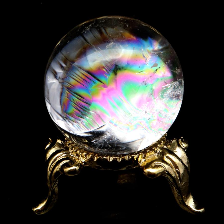 GOLD STONE アイリスクォーツ 丸玉 水晶 虹入り AA 天然 直径約28mm 
