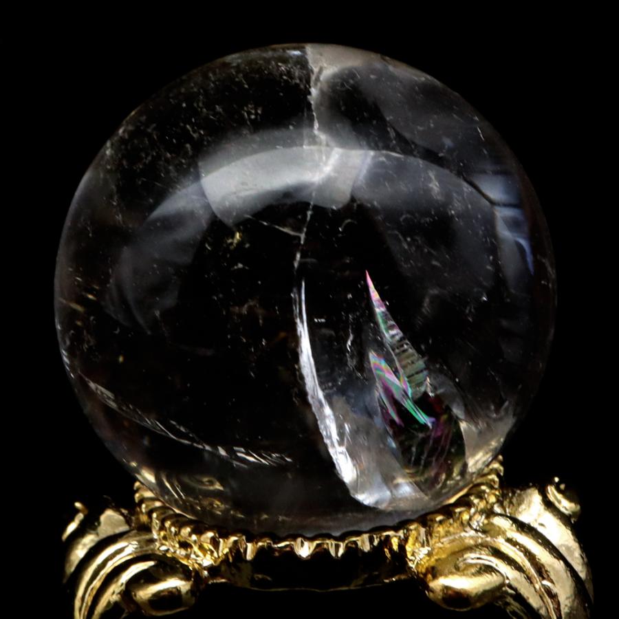 虹入り水晶玉(スタンド付き)85mm GOLD STONE アイリスクォーツ 丸玉 水晶 虹入り AA 天然 直径約28mm