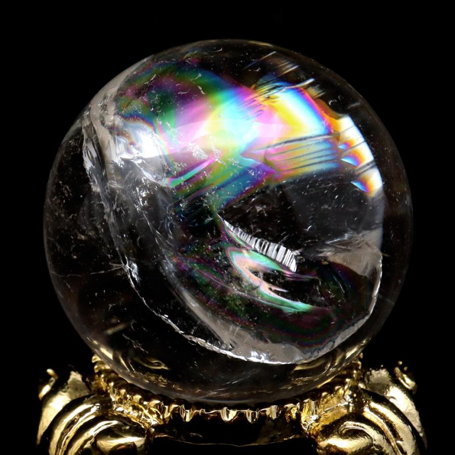 GOLD STONE アイリスクォーツ 丸玉 水晶 虹入り AA 天然 直径約28mm