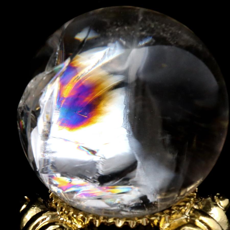 GOLD STONE アイリスクォーツ 丸玉 水晶 虹入り AA 天然 直径約29mm 