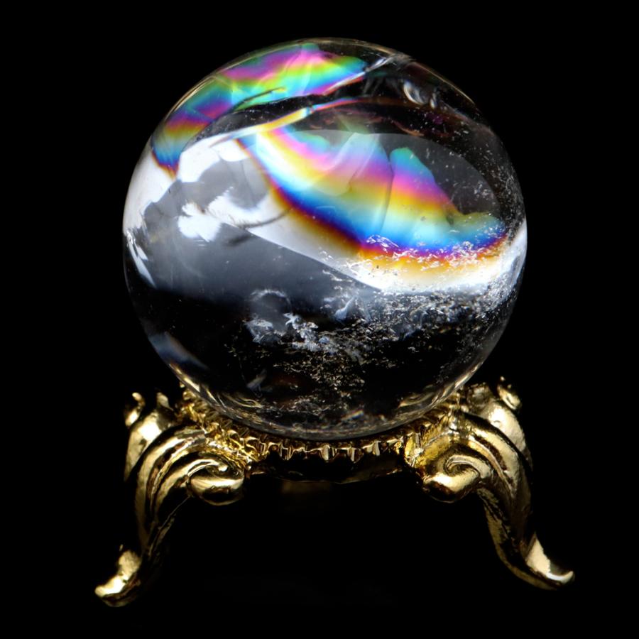 GOLD STONE アイリスクォーツ 丸玉 水晶 虹入り AA 天然 直径約28mm