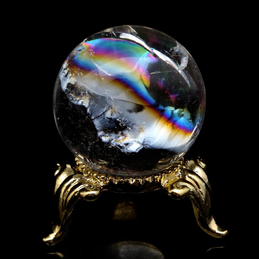 GOLD STONE アイリスクォーツ 丸玉 水晶 虹入り AA 天然 直径約28mm
