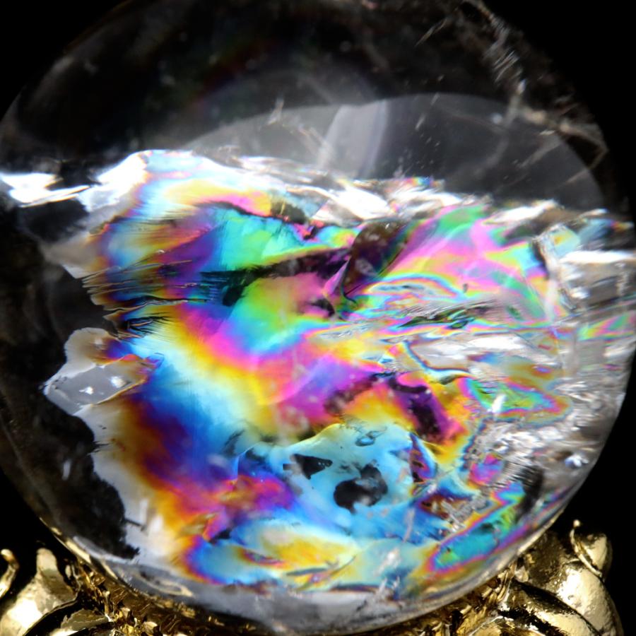 GOLD STONE アイリスクォーツ 丸玉 水晶 虹入り AA 天然 直径約30mm 