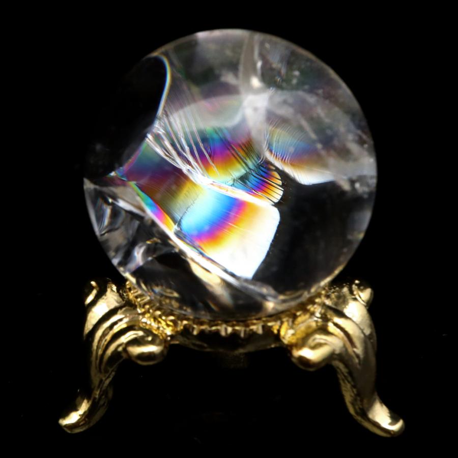 高品質 シトリン クォーツ アイリス 本水晶 虹 レインボー 丸玉 ay500 GOLD STONE アイリスクォーツ 丸玉 水晶 虹入り AA 天然 直径約28mm