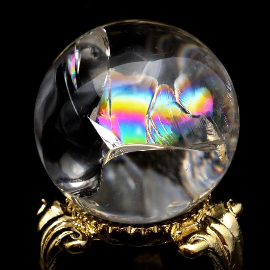GOLD STONE アイリスクォーツ 丸玉 水晶 虹入り AA 天然 直径約28mm
