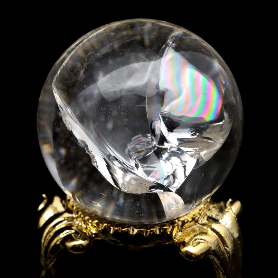 GOLD STONE アイリスクォーツ 丸玉 水晶 虹入り AA 天然 直径約28mm