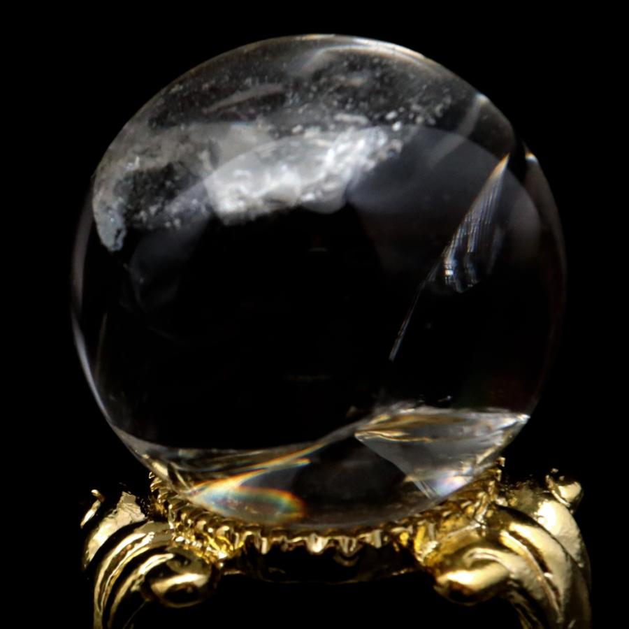 GOLD STONE アイリスクォーツ 丸玉 水晶 虹入り AA 天然 直径約28mm
