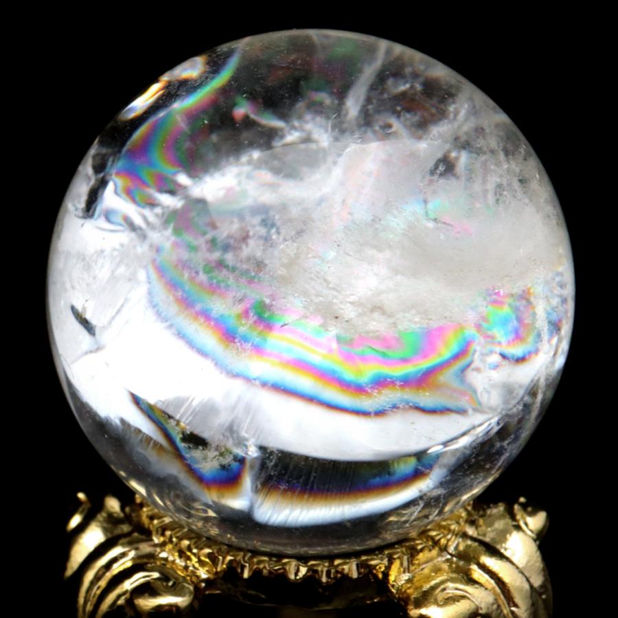 GOLD STONE アイリスクォーツ 丸玉 水晶 虹入り AA 天然 直径約31mm