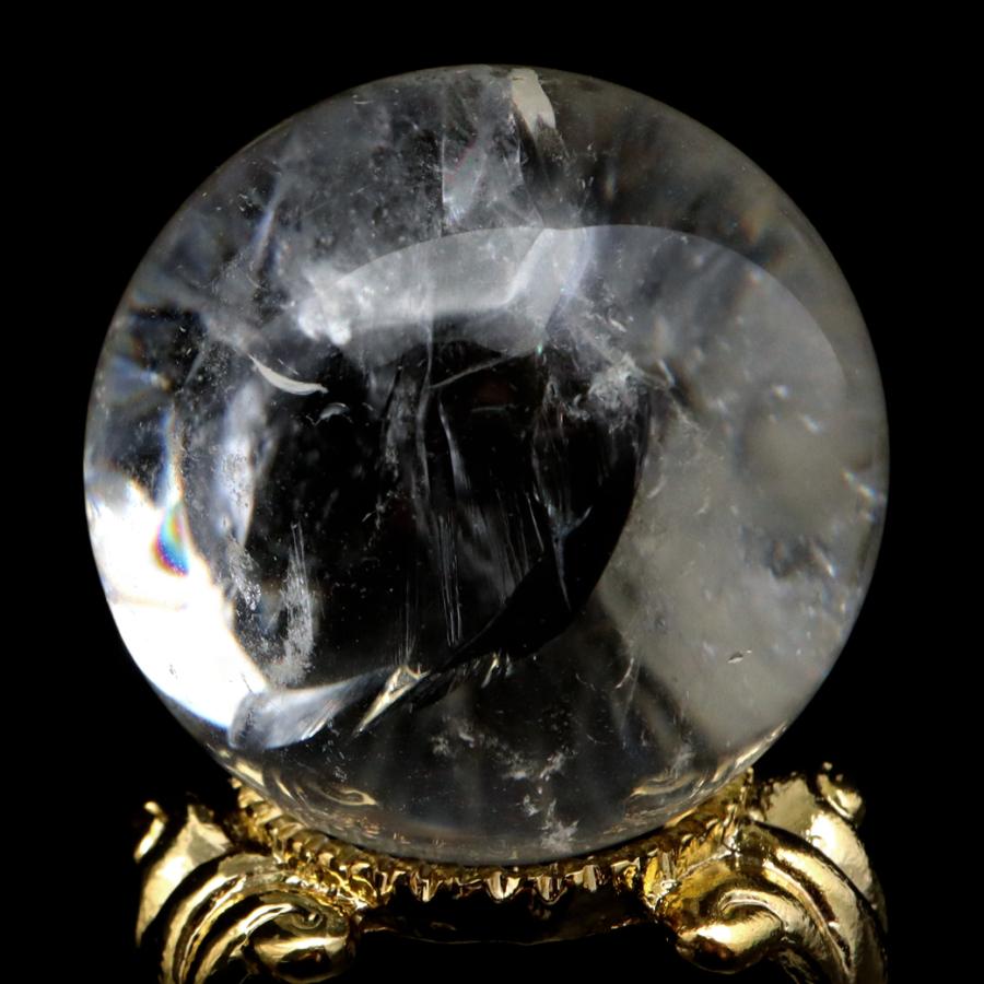 GOLD STONE アイリスクォーツ 丸玉 水晶 虹入り AA 天然 直径約31mm