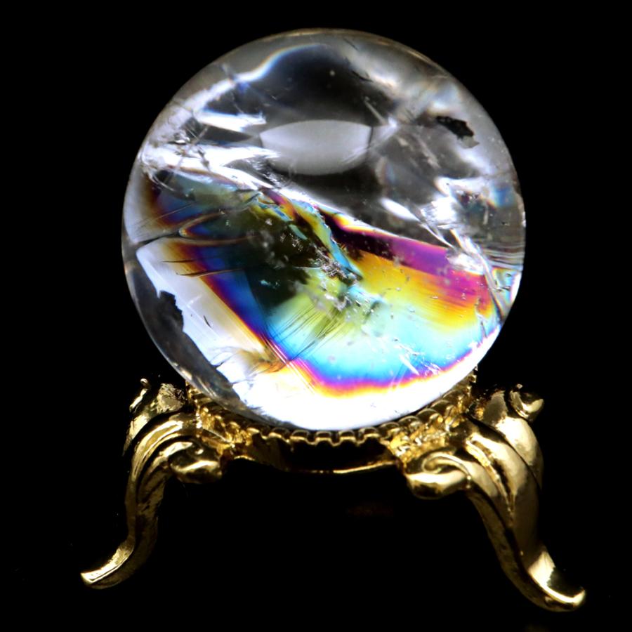 GOLD STONE アイリスクォーツ 丸玉 水晶 虹入り AA 天然 直径約28mm