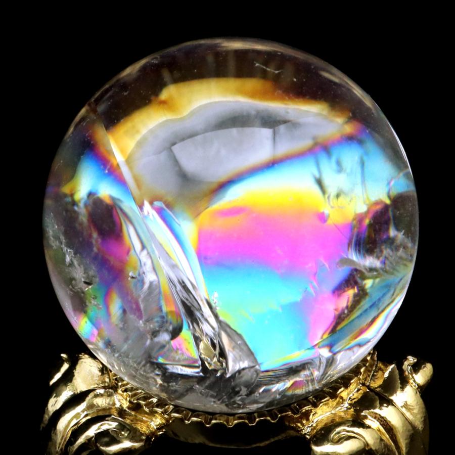 GOLD STONE アイリスクォーツ 丸玉 水晶 虹入り AA 天然 直径約28mm