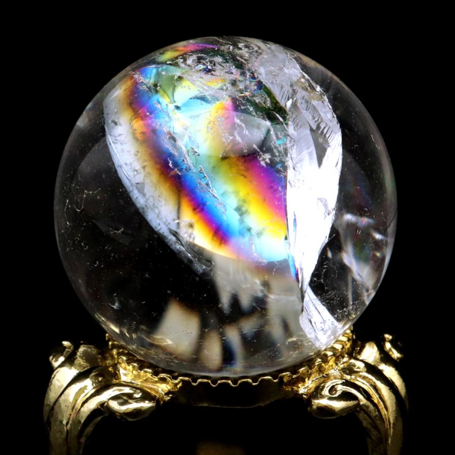 GOLD STONE アイリスクォーツ 丸玉 水晶 虹入り AA 天然 直径約28mm