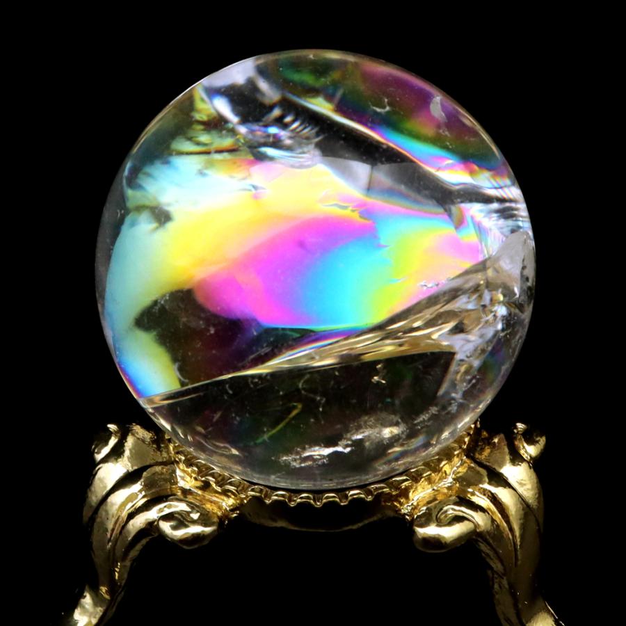 GOLD STONE アイリスクォーツ 丸玉 水晶 虹入り AA 天然 直径約28mm