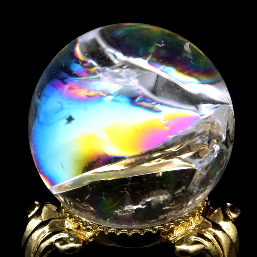GOLD STONE アイリスクォーツ 丸玉 水晶 虹入り AA 天然 直径約28mm