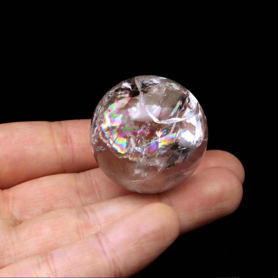GOLD STONE アイリスクォーツ 丸玉 水晶 虹入り AA 天然 直径約34mm 