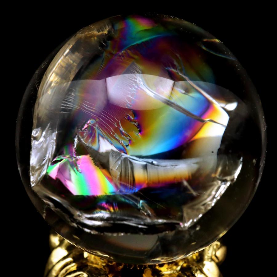 GOLD STONE アイリスクォーツ 丸玉 水晶 虹入り AA 天然 直径約24mm