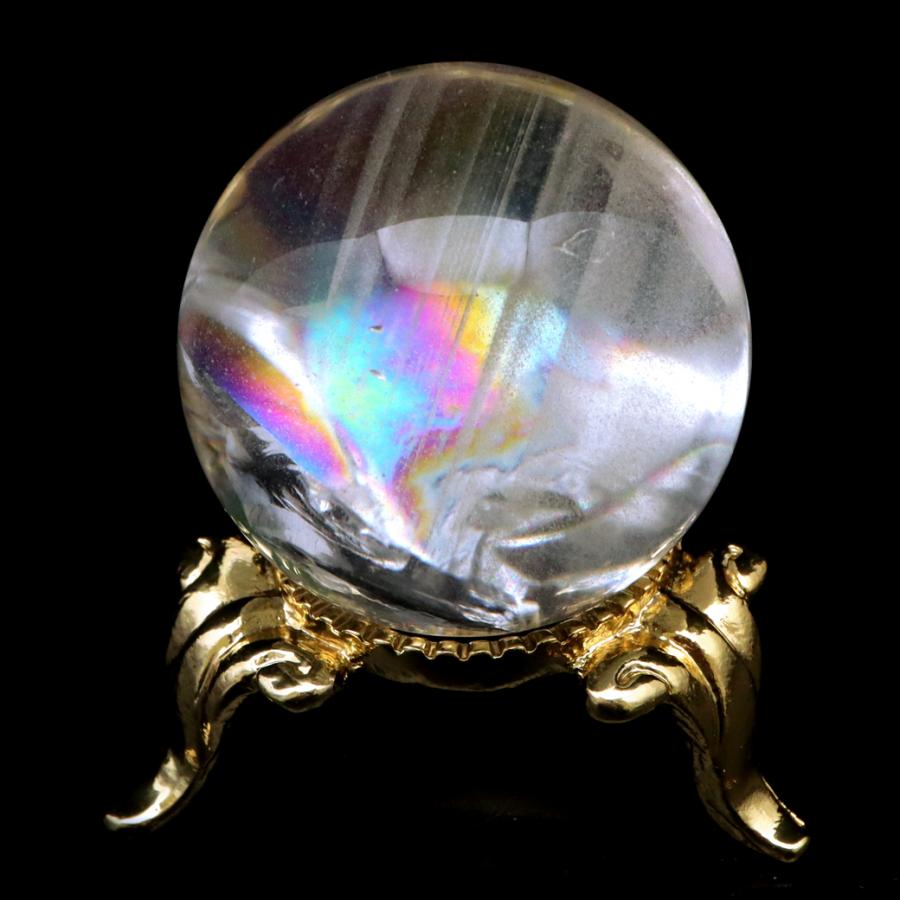 GOLD STONE アイリスクォーツ 丸玉 水晶 虹入り AA 天然 直径約28mm