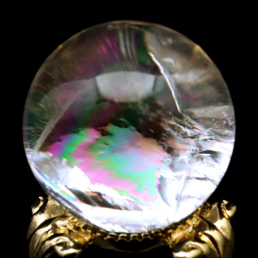 GOLD STONE アイリスクォーツ 丸玉 水晶 虹入り AA 天然 直径約29mm