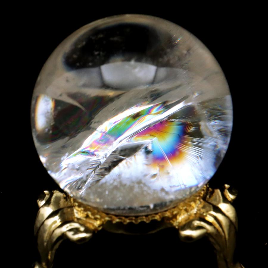 GOLD STONE アイリスクォーツ 丸玉 水晶 虹入り AA 天然 直径約29mm