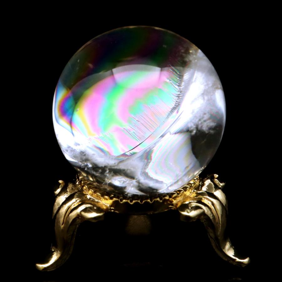 GOLD STONE アイリスクォーツ 丸玉 水晶 虹入り AA 天然 直径約29mm