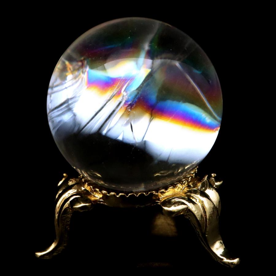 GOLD STONE アイリスクォーツ 丸玉 水晶 虹入り AA 天然 直径約30mm