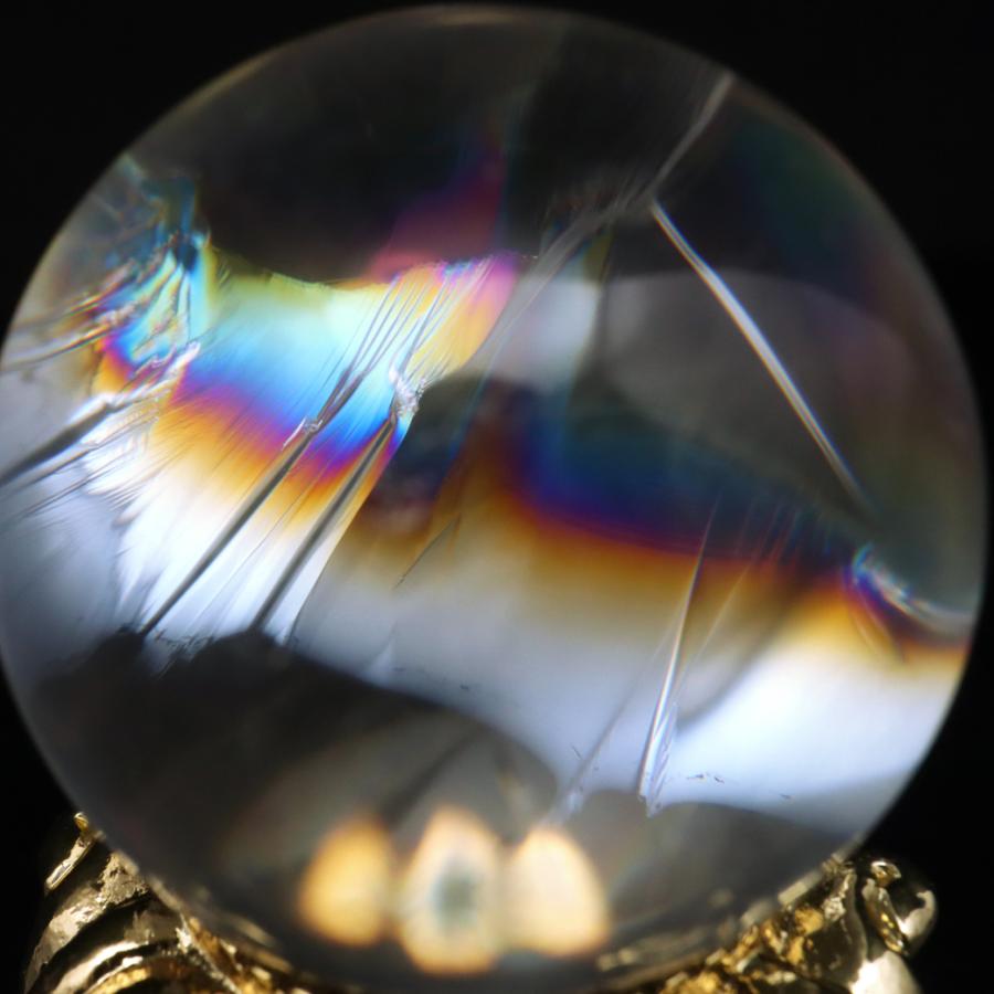 GOLD STONE アイリスクォーツ 丸玉 水晶 虹入り AA 天然 直径約30mm