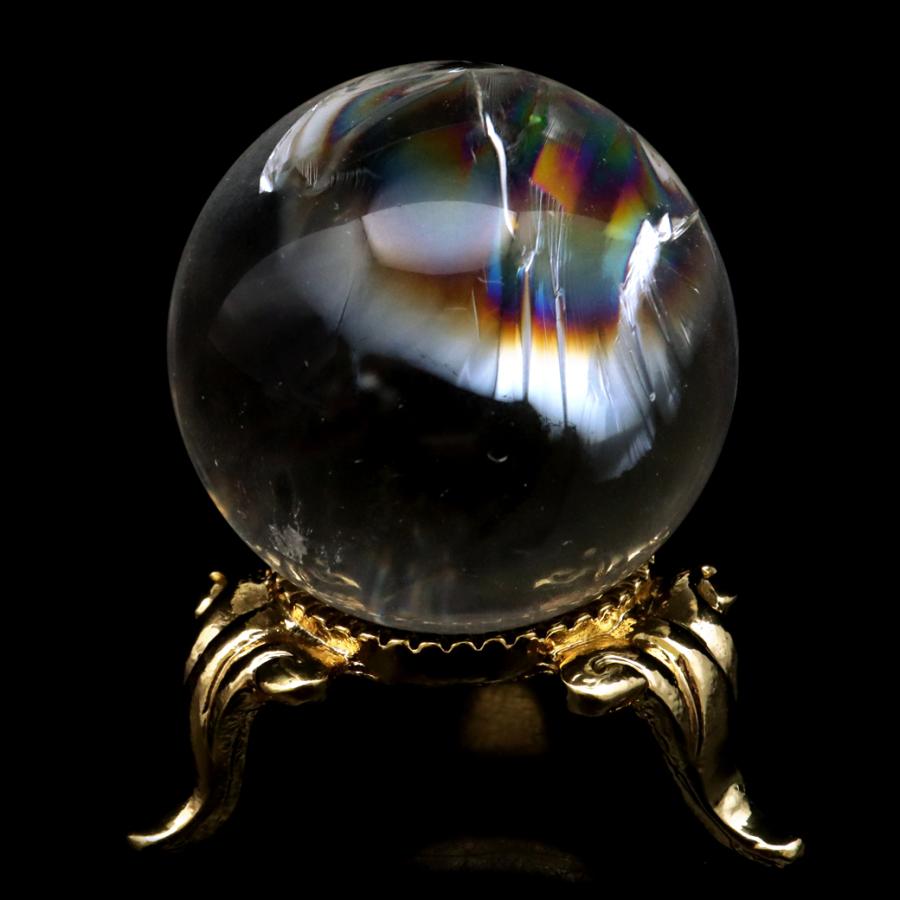 GOLD STONE アイリスクォーツ 丸玉 水晶 虹入り AA 天然 直径約30mm