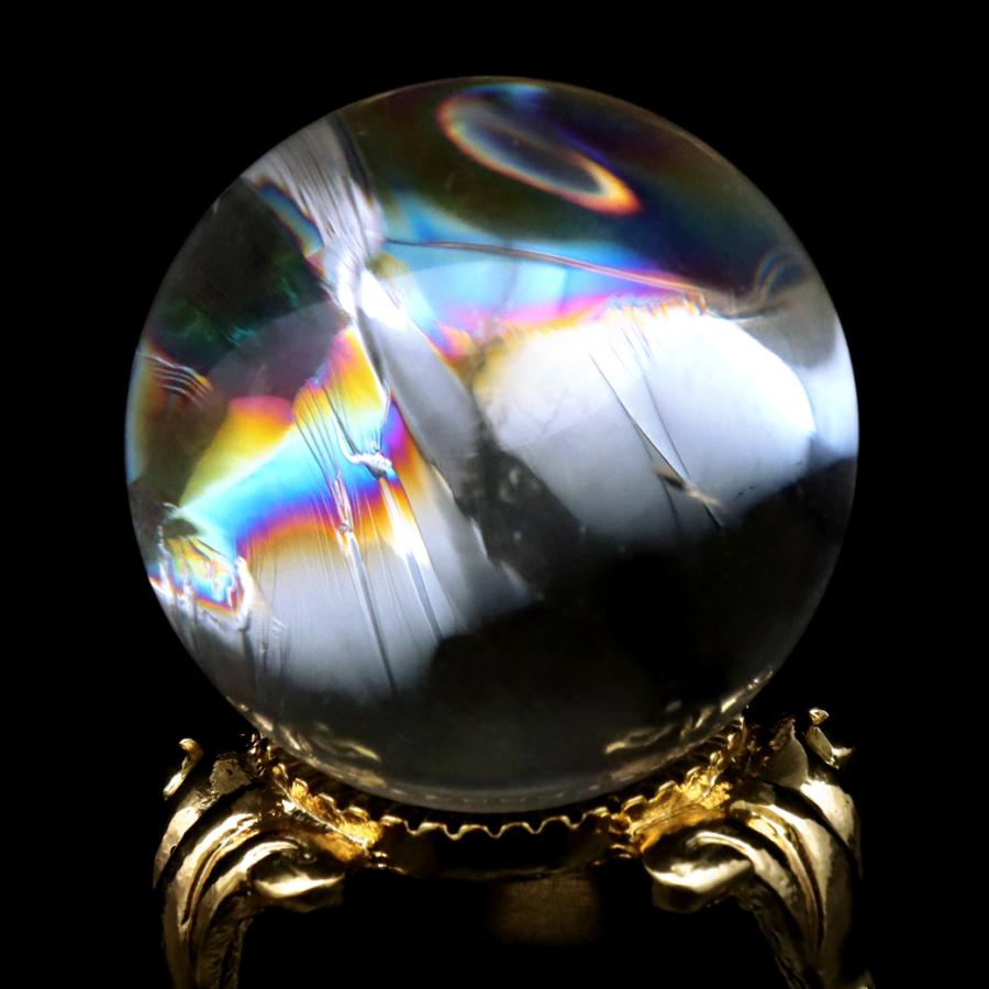 GOLD STONE アイリスクォーツ 丸玉 水晶 虹入り AA 天然 直径約30mm