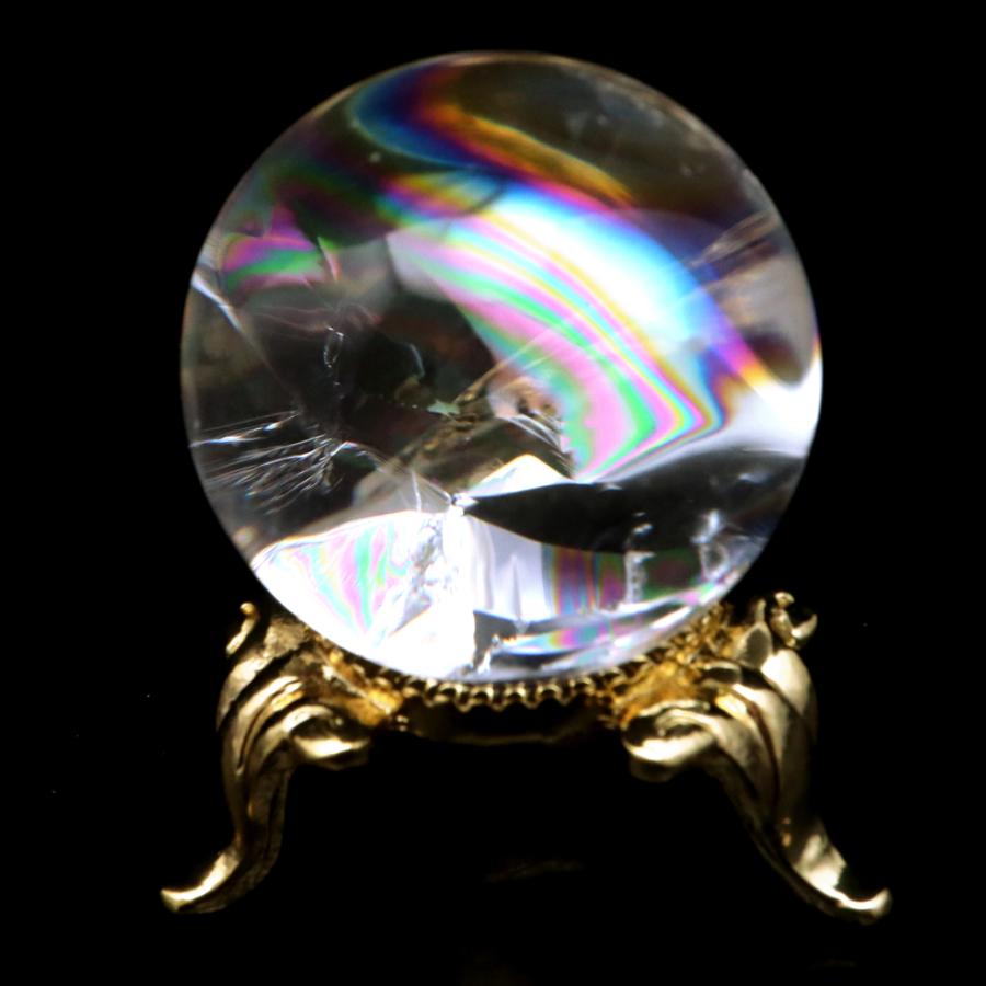 GOLD STONE アイリスクォーツ 丸玉 水晶 虹入り AA 天然 直径約31mm 