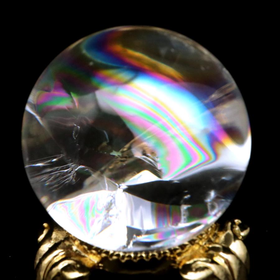 GOLD STONE アイリスクォーツ 丸玉 水晶 虹入り AA 天然 直径約31mm 