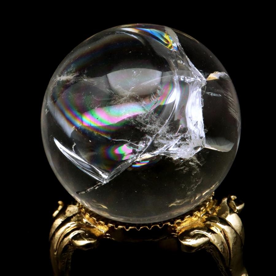 GOLD STONE アイリスクォーツ 丸玉 水晶 虹入り AA 天然 直径約31mm
