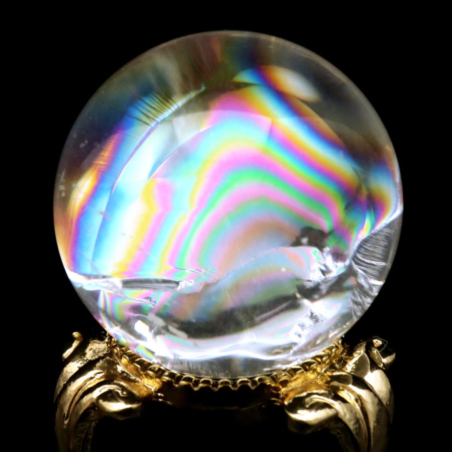GOLD STONE アイリスクォーツ 丸玉 水晶 虹入り AA 天然 直径約31mm