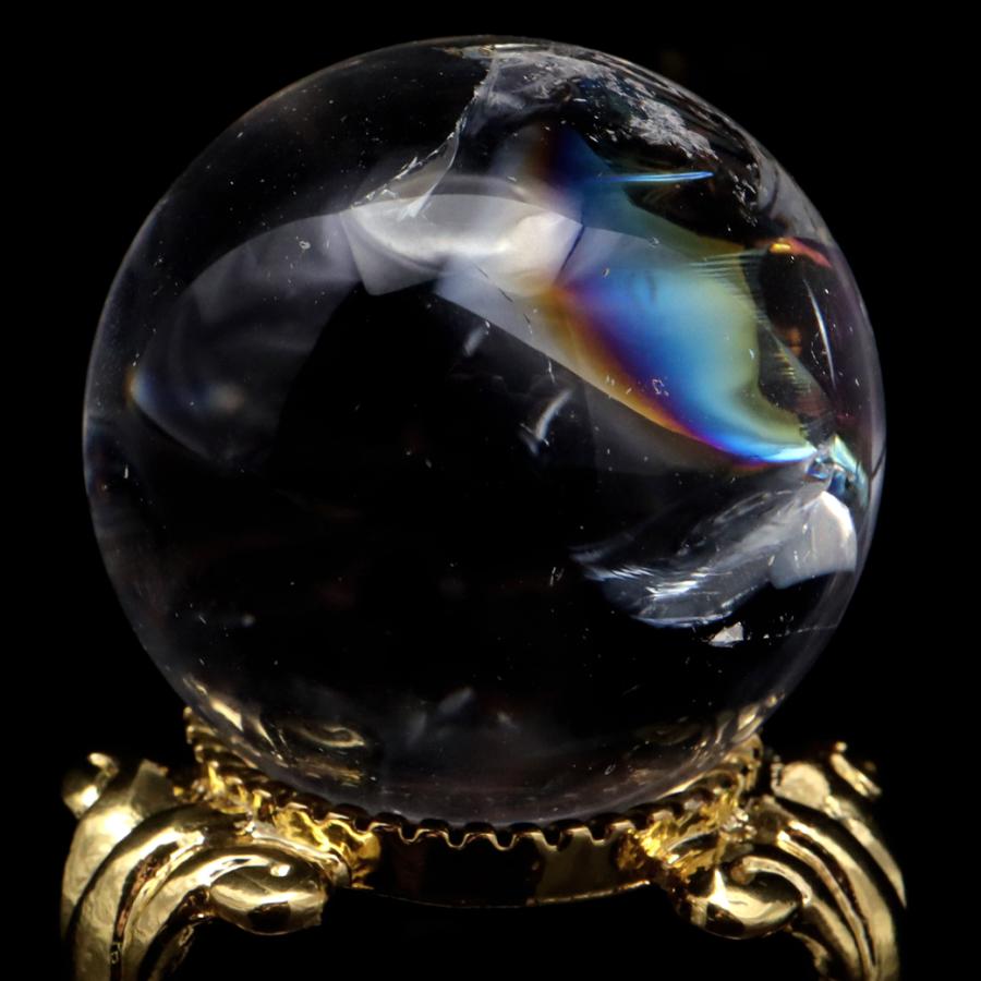 0709143 天然水晶虹入り✨丸玉台付29ミリ 【公式通販】