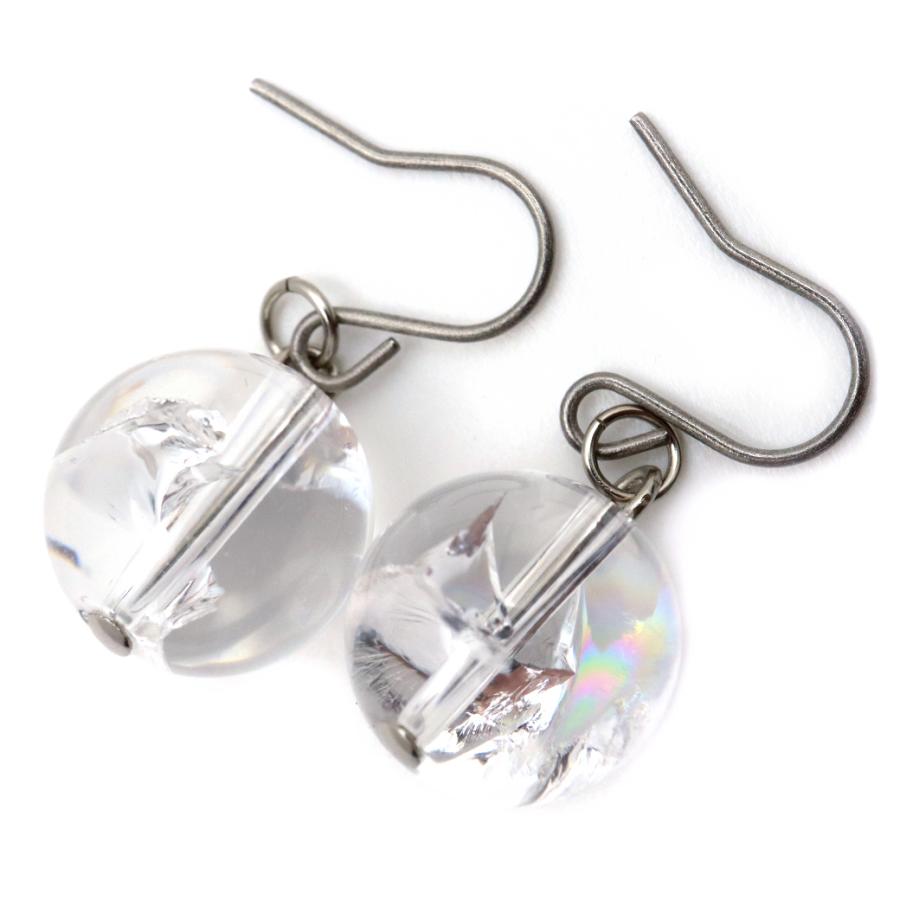 GOLD STONE 水晶 ピアス レディース 両耳用 アイリスクォーツ 天然 虹