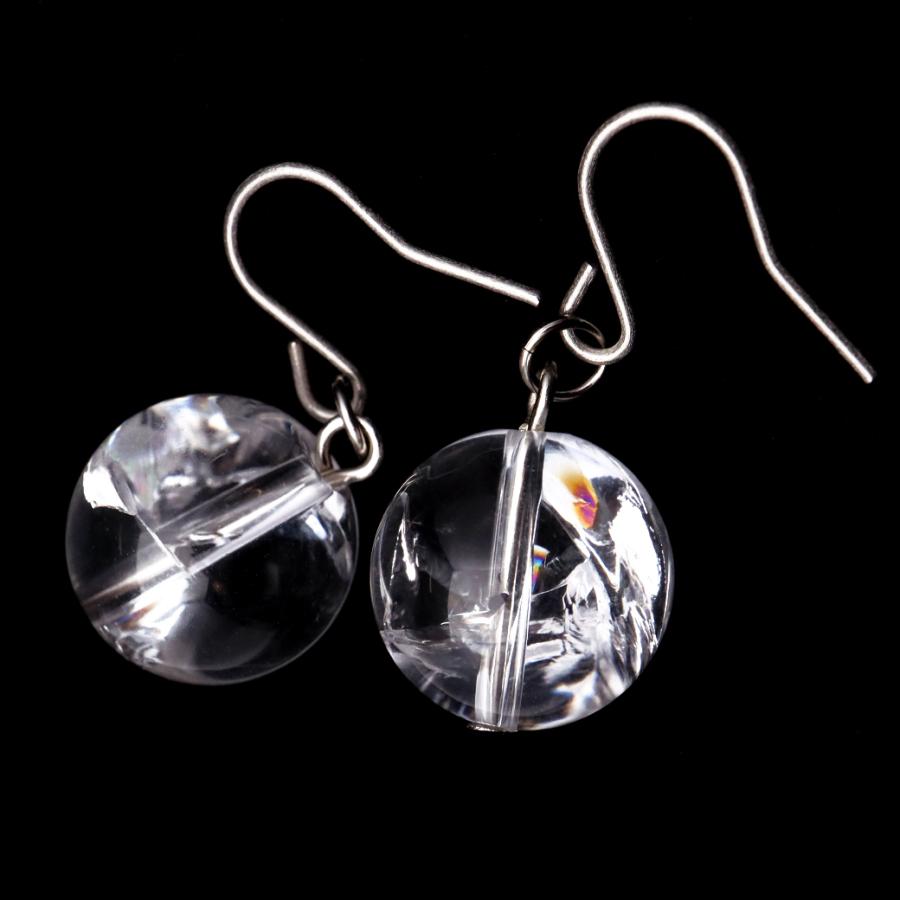 GOLD STONE 水晶 ピアス レディース 両耳用 アイリスクォーツ 天然 虹