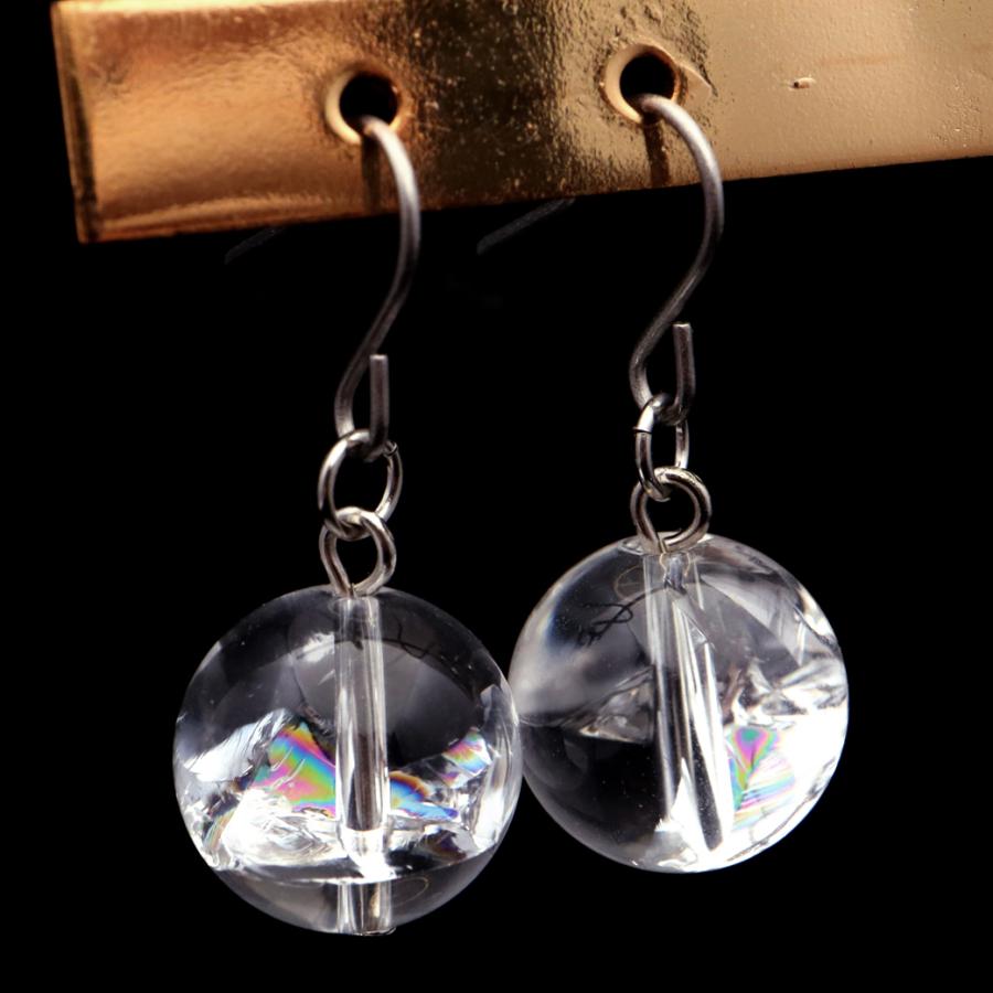 天然石☆レア☆虹のアイリスクォーツ♡天使のピアス14kgf GOLD STONE 水晶 ピアス レディース 両耳用 アイリスクォーツ 天然 虹